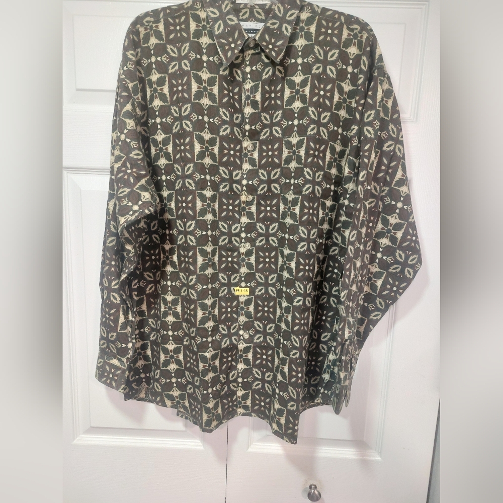 Men's Casual Button Down Shirt - Brown Pattern